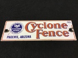 Sm. Porcelain Adv. Sign-Cyclone Fence