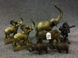 Lot of 7 Various Metal Elephants Including