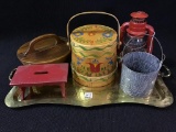 Group w/ Lg. Brass Tray w/ Various Primitives