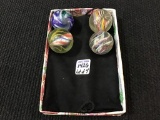 Lot of 4 Lg. Swirl Marbles (All Have Surface