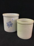 Lot of 2 Stoneware Crocks Including 2 Gal