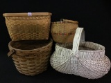 Lot of 4 Various Primitive Baskets