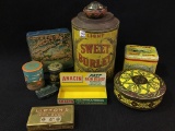 Group of 10 Various Adv. Tins Including