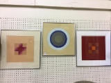 Lot of 3 Framed  Contemp. Art Painting on Paper