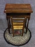 Wood Book Stand, Sm. Chair & Sm. Round Rug
