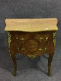 Contemporary Marble Top Two Drawer Lamp Table