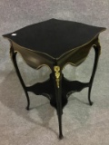 Black Oriental Square Lamp Table