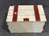 Red & White Painted Lift Top Wood Box