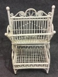 White Wicker Magazine Stand