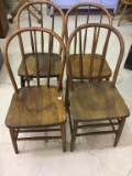 Lot of 4 Primitive Bentwood Chairs