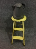 Yellow Paint Folding Step Stool & Grey