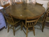 Lg. Round Oak Pedestal Table (54 Inches Round)