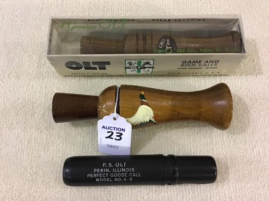 Lot of 3 Calls Including Olt Duck Call #66 in Box,