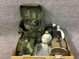 Group of Military Items Including Gas Mask,