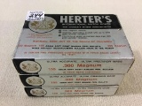 3 Boxes of Herters 300 Magnum Cartridges-155 Grain