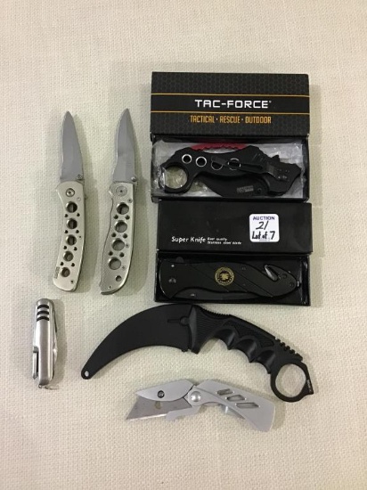 Lot of 7 Various Folding Tactical & Outdoor Knives