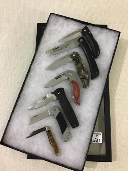 Collection of 7 Various Folding Knives Including
