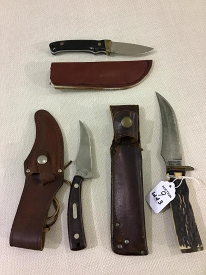 Lot of 3 Schrade Hunting Knives Including #498