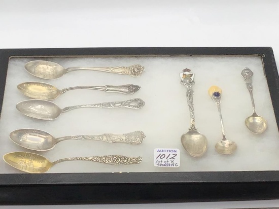 Lot of 8 Various Sterling Silver Spoons Including