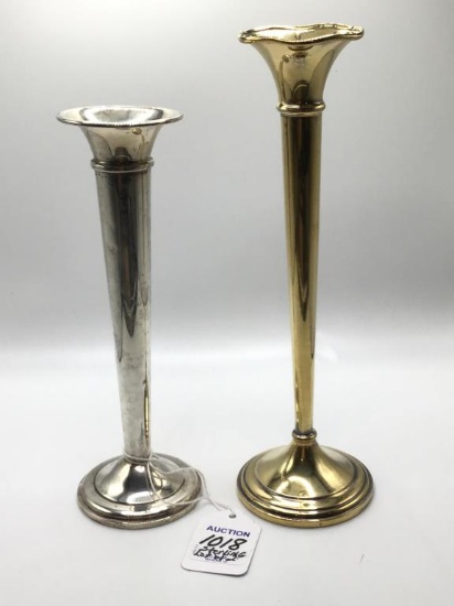 Lot of 2 Sterling Silver Bud Vases