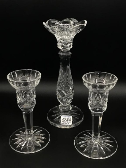 Lot of 3 Waterford Crystal Candlesticks