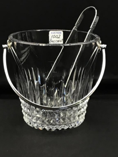 Signed Baccarat Ice Bucket w/ Chrome Handle