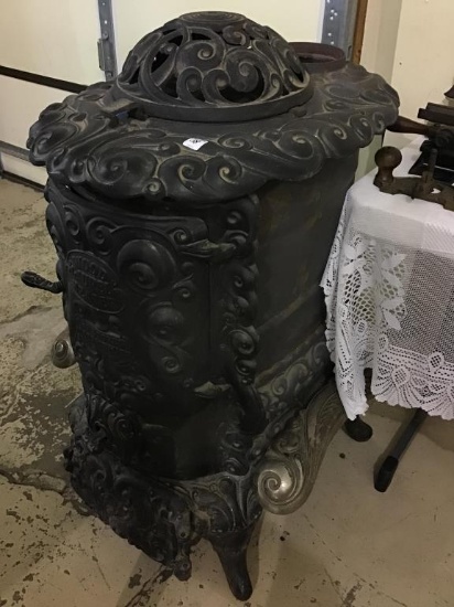 Lg. Ornate Antique Stove Marked Laurel Wood Heater