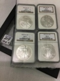 Lot of 4 UNC American Eagle 1 OZ Fine Silver