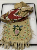 Lot of 2 Including Floral Beaded Indian Bag
