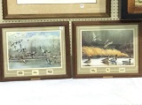 Lot of 2 Framed Duck Prints w/ Stamps