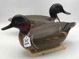 Pair of Greenwing Teal Decoys by William Geonne