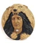Lg. Plaster Indian Bear Plaque