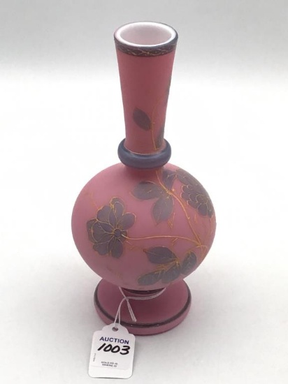 Floral Enamel Painted Vase (8 Inches Tall)