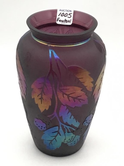 Fenton Limited Edition 1993 Plum Glass Vase