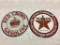 Lot of 2 Sm. Round Contemp. Porcelain Signs