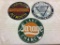 Lot of 3 Sm. Round Contemp. Porcelain Signs