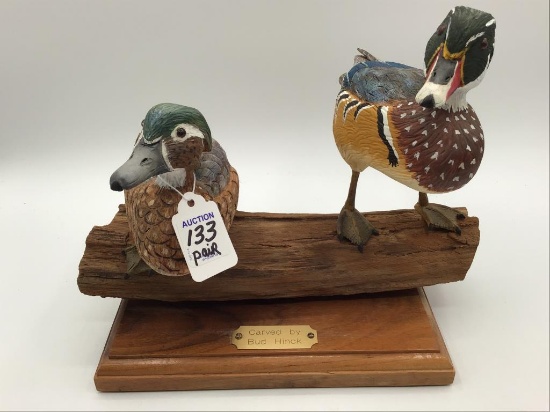 Pair of Very Nice Carved 1/3rd Size Wood Ducks on