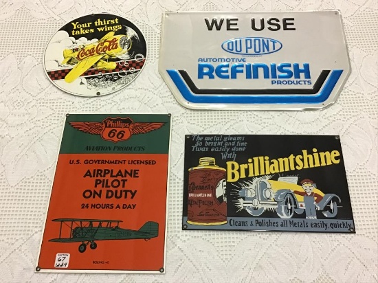 Lot of 4 Signs Including 3-Contemp. Porcelain