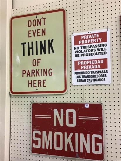 Lot of 3 Metal & Porcelain Signs Including