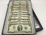 Collection of 12-Two Dollar (Some UNC) Bills