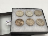 Collection of 6 Silver Peace Dollars Including