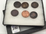 Collection of 6 One Cent Coins Including