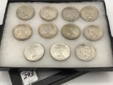 Collection of 11 Silver Peace Dollars Including