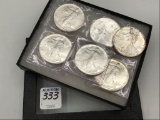 Lot of 6 American Eagle 1 OZ Fine Silver Dollars