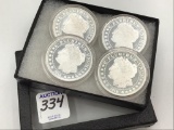 Lot of 4 Morgan Design 1 Troy OZ .999 Fine Silver