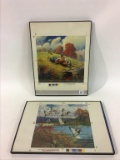 Lot of 2 Framed Dry-Plates (1-Hunting Scene