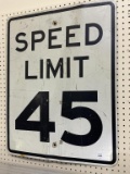 Metal Speed Limit 45 Sign