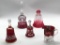 Lot of 5 Red Glassware Pieces