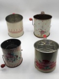 Lot of 4 Vintage Flour Sifters-Mostly Red
