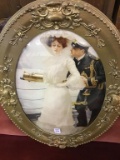 Ornate Oval Antique Framed Couple's Portrait